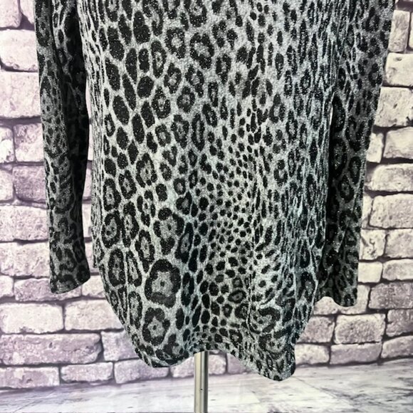 INC Black, Gray & Silver Long Sleeve Pullover Blouse Size M - Picture 3 of 9